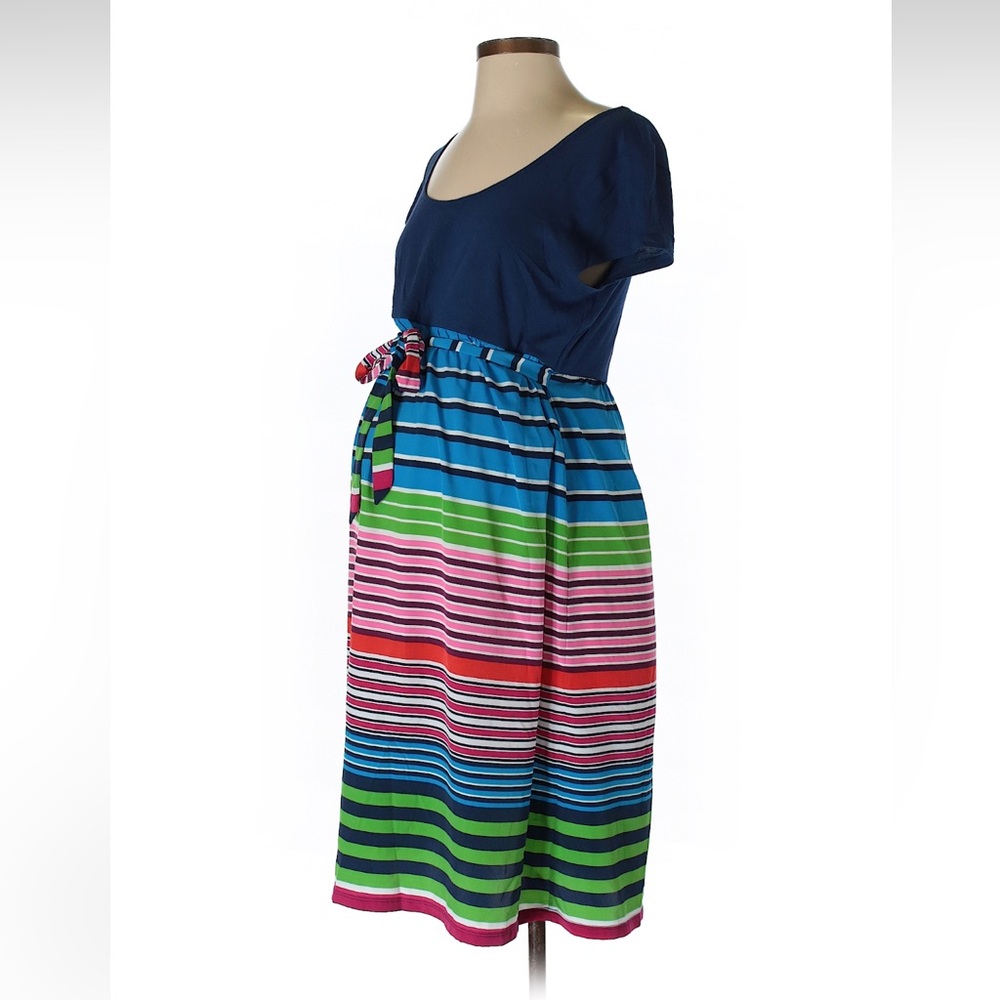 Old Navy Maternity Striped Tie-Waist Dress Blue Sz S